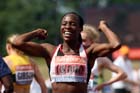Marilyn Okoro (Shaftsbury) celebrates after winning the 800 metres at the Sainsbury's British Championships, Birmingham.